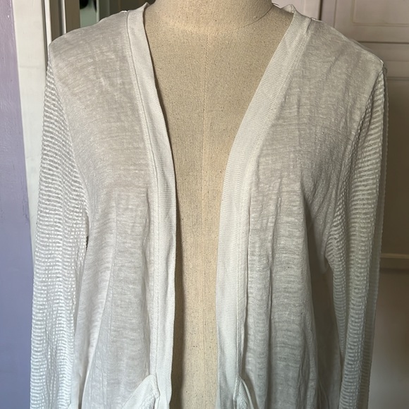 Anthropologie Vanessa Virginia long white sweater through open cardigan - Picture 2 of 13